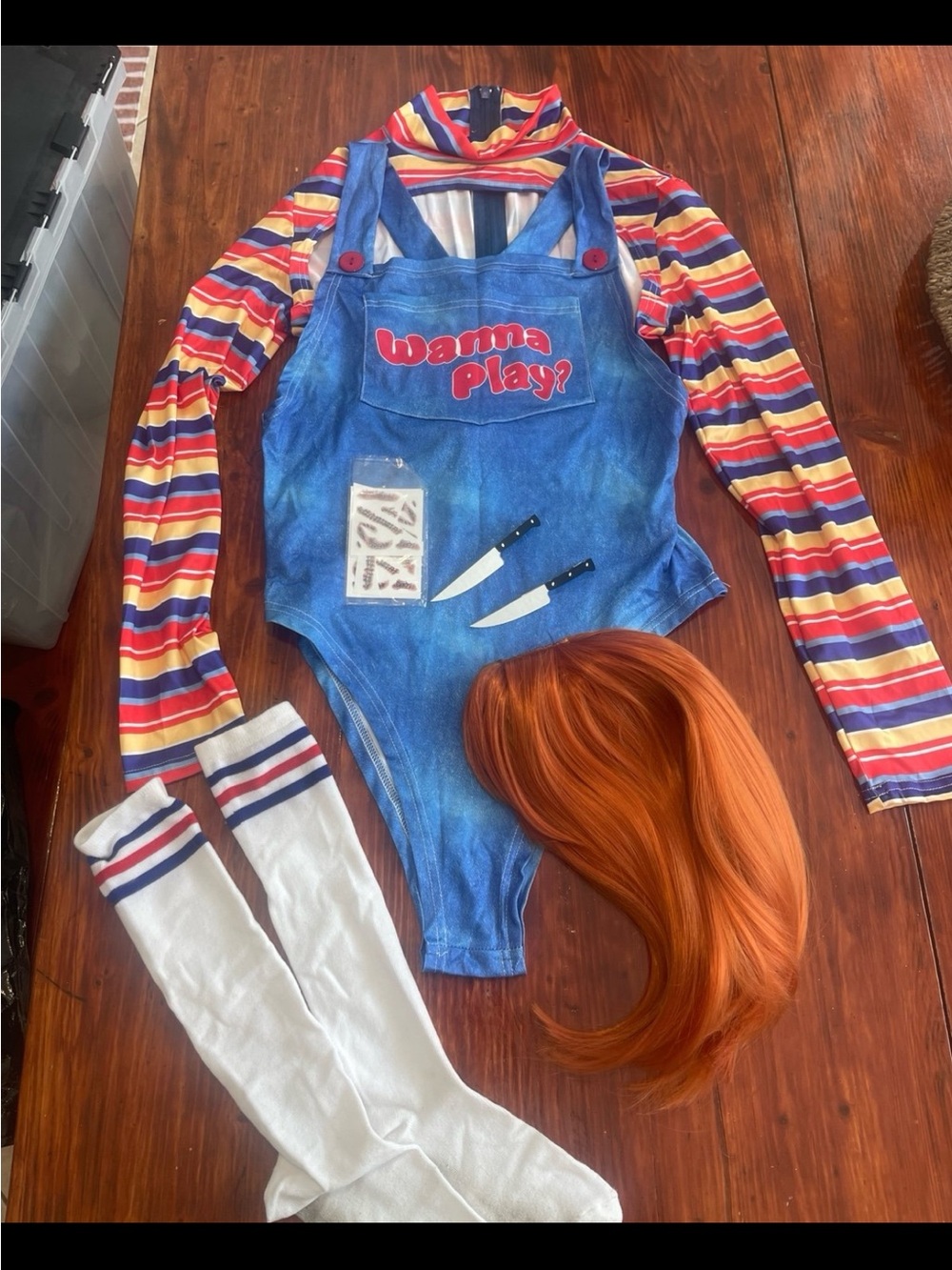 Womans Chucky costume COMPLETE W WIG AND ACCESSORIES